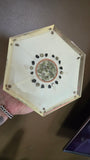 Moldavite Quartz Selenite 6 Sided Orgonite Pyramid With Tensor Ring Plus Crystal Grid