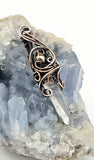 Lemurian Key Pyrite Copper and Sterling Silver Wire Wrap