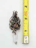 Lemurian Crystal Wire Wrap With Tigers Eye Raw Phenacite Green Tourmaline