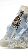 Lemurian Key Pyrite Copper and Sterling Silver Wire Wrap