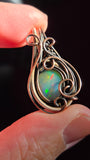 Small Rose Cut Ethiopian Opal Copper and Sterling Silver Pendant