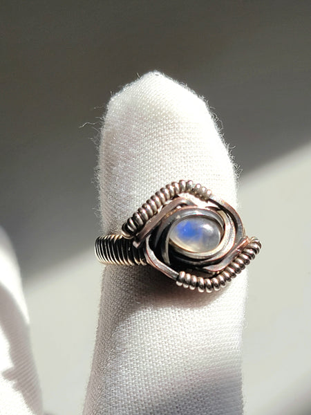 Size 6.5 Moonstone Ring Copper and Sterling Silver