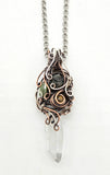 Lemurian Crystal Wire Wrap With Tigers Eye Raw Phenacite Green Tourmaline