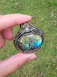 Copper and Silver Tree Of Life Labradorite Mystic Topaz Symmetrical Pendant
