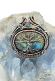 Copper and Silver Tree Of Life Labradorite Mystic Topaz Symmetrical Pendant