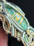 Circuit Board Tech Symmetrical Pendant Gold Silver Heady Wire Wrap Tourmaline Chrome Diopside