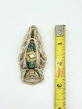 Circuit Board Tech Symmetrical Pendant Gold Silver Heady Wire Wrap Tourmaline Chrome Diopside