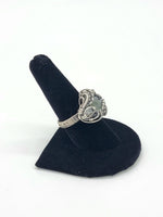 Size 8.5 Moldavite and Herkimer Diamond Sterling and Argentium Silvers Ring