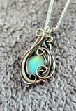 Small Rose Cut Ethiopian Opal Copper and Sterling Silver Pendant