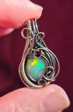 Small Rose Cut Ethiopian Opal Copper and Sterling Silver Pendant