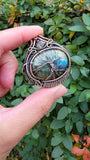 Copper and Silver Tree Of Life Labradorite Mystic Topaz Symmetrical Pendant