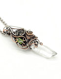 Lemurian Crystal Wire Wrap With Tigers Eye Raw Phenacite Green Tourmaline