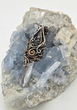 Lemurian Crystal Wire Wrap With Tigers Eye Raw Phenacite Green Tourmaline