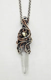Lemurian Key Pyrite Copper and Sterling Silver Wire Wrap