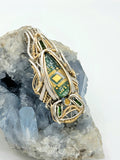 Circuit Board Tech Symmetrical Pendant Gold Silver Heady Wire Wrap Tourmaline Chrome Diopside