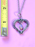 Ethiopian Opal Dangle Heart Pendant Sterling and Argentium Silvers Wire Wrapped Necklace