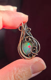 Small Rose Cut Ethiopian Opal Copper and Sterling Silver Pendant