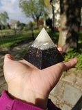 Small Glow Cap Selenite and Quartz Orgone Pyramid90s