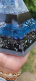 Large Hexagonal Throat Chakra Blue Orgonite Device