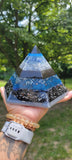 Large Hexagonal Throat Chakra Blue Orgonite Device
