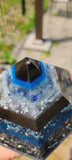 Large Hexagonal Throat Chakra Blue Orgonite Device