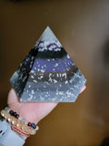 Moonstone Amethyst Selenite Quartz Large Hexagonal Orgonite Pyramid Device
