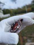 Red Tigers Eye in Oxidized and Polished Copper
