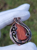 Red Tigers Eye in Oxidized and Polished Copper
