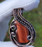 Red Tigers Eye in Oxidized and Polished Copper