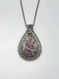 Plume Agate Wire Wrapped Pendant Sterling Silver