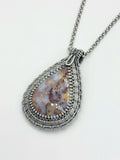 Plume Agate Wire Wrapped Pendant Sterling Silver