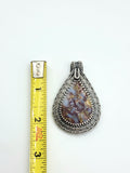 Plume Agate Wire Wrapped Pendant Sterling Silver