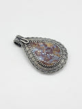 Plume Agate Wire Wrapped Pendant Sterling Silver