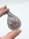 Plume Agate Wire Wrapped Pendant Sterling Silver