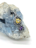 Trillion Cut Citrine With Round Cut Amethyst in Sterling Silver