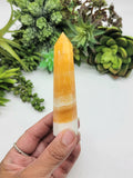 Banded Orange and White Calcite 101 grams Tower Wand A