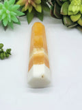 Banded Orange and White Calcite 101 grams Tower Wand A