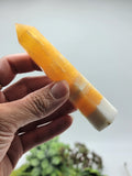 Banded Orange and White Calcite 101 grams Tower Wand A