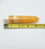 Banded Orange and White Calcite 101 grams Tower Wand A