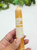 Banded Orange and White Calcite Tower Wand D