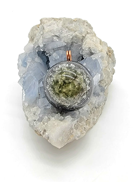 Moldavite Orgonite Pendant Necklace Heart Chakra  B