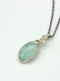Amazonite Wire Wrapped In Sterling Silver Necklace