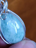 Amazonite Wire Wrapped In Sterling Silver Necklace