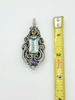 Fluorite Citrine Amethyst Illuminated Green Glow Sterling And Argentium Silvers Pendant Collaboration