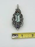 Fluorite Citrine Amethyst Illuminated Green Glow Sterling And Argentium Silvers Pendant Collaboration