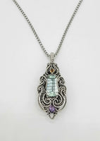 Fluorite Citrine Amethyst Illuminated Green Glow Sterling And Argentium Silvers Pendant Collaboration