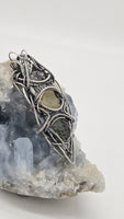 Herkimer Diamond, Libyan Desert Glass and Moldavite Wire Wrapped Pendant