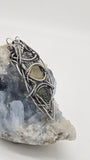 Herkimer Diamond, Libyan Desert Glass and Moldavite Wire Wrapped Pendant