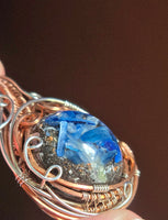 Kyanite Orgonite Wire Wrapped Copper and Silver Pendant
