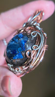 Kyanite Orgonite Wire Wrapped Copper and Silver Pendant